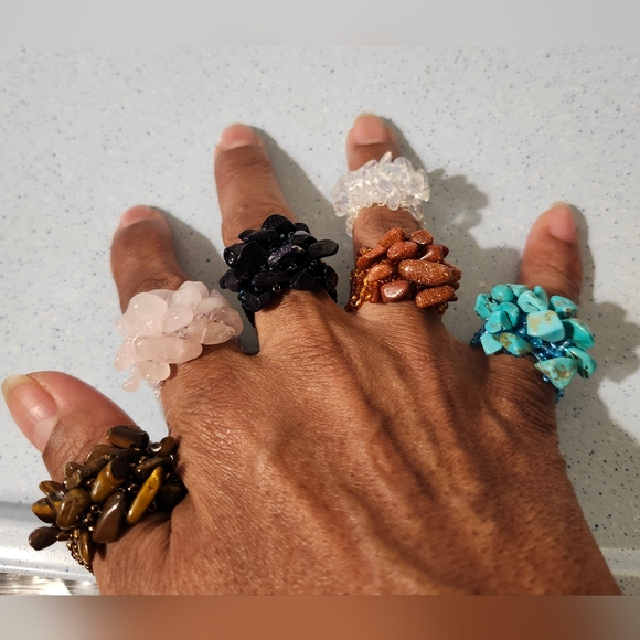 Boho Style Handmade Natural Stone & Resin " Rings Sold Separately 💥You Choose - Picture 3 of 4